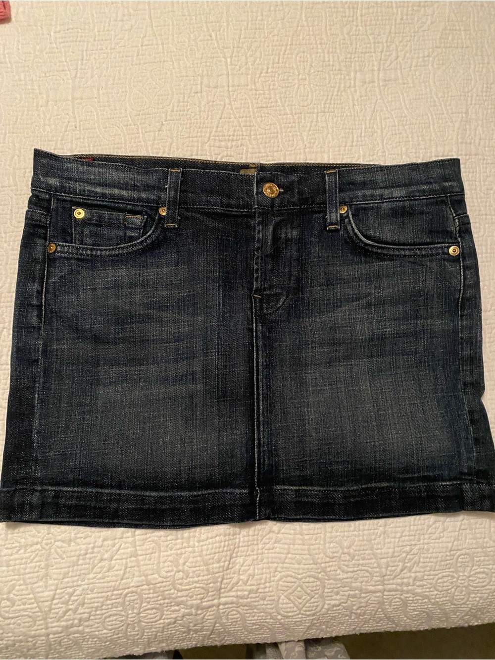 7 For All Mankind Dark Indigo Denim Mini Skirt